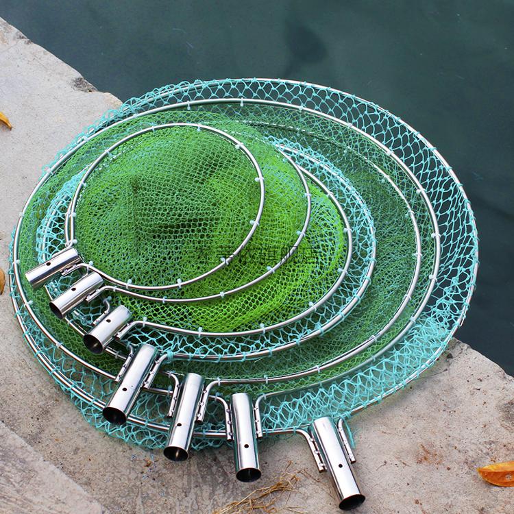 钛合金可折叠抄网头特密网抄网头不锈钢实心304大物抄网圈尼龙捞鱼