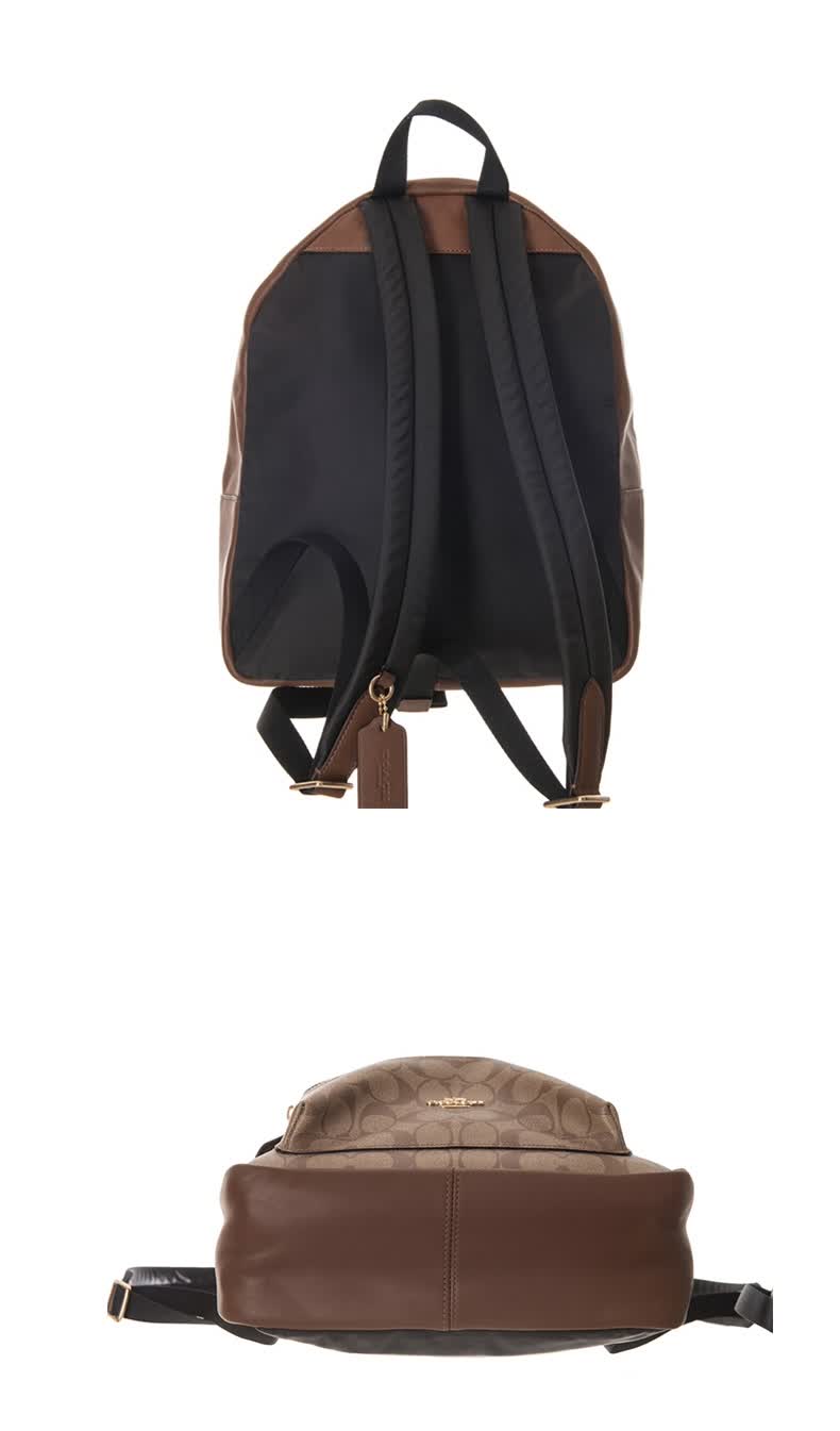 蔻驰/coach/女士拼色时尚双肩包经典印花中号女背包旅行包 f32200 玫