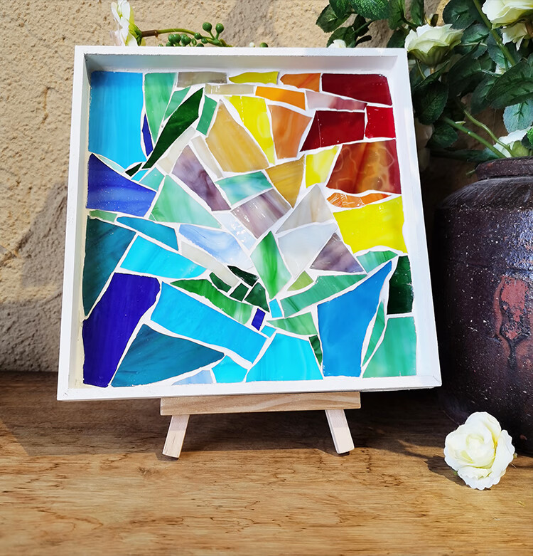 diy蒂凡尼云母片马赛克透明透光彩色碎玻璃碎片不规则自由石手工咖啡