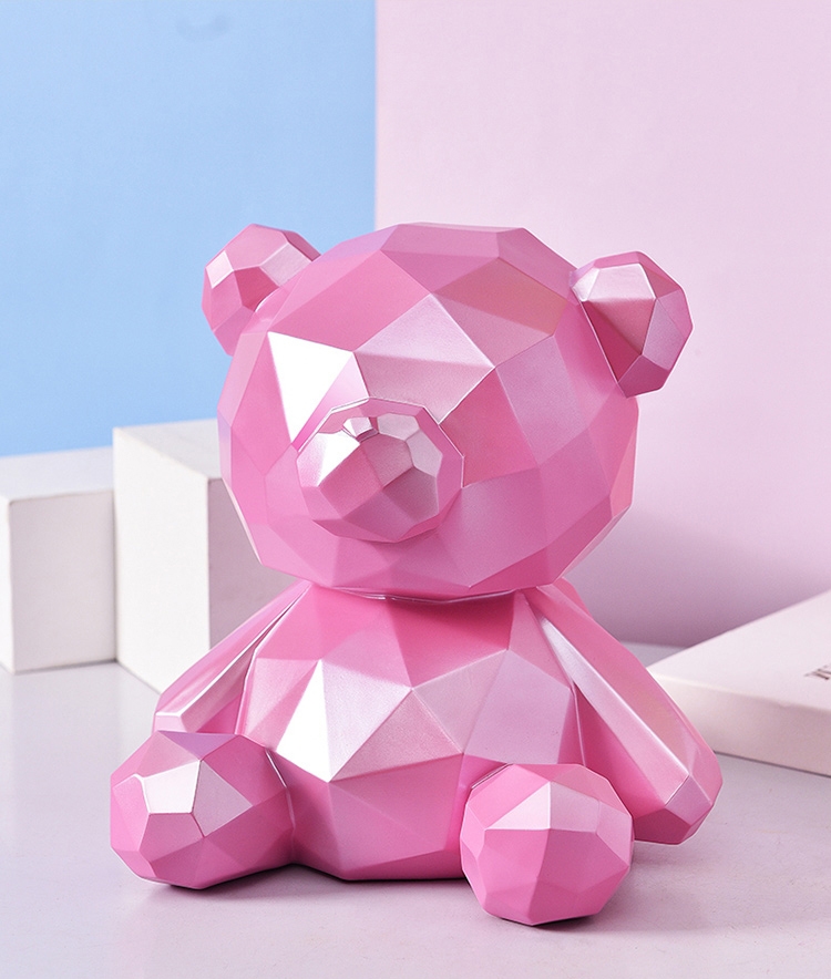 几何熊储蓄罐储钱罐存钱罐儿童男孩女孩超大容量创意只进不出大号蓝色