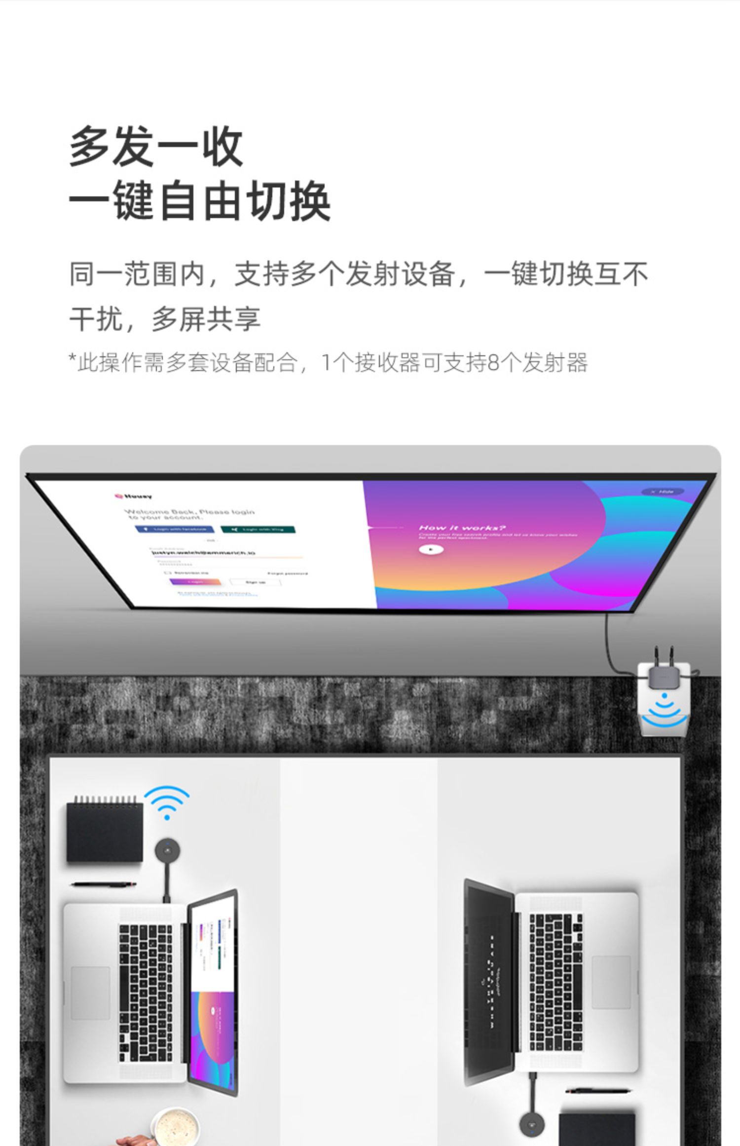 ayaley 無線投屏器點對點同屏神器高清hdmi傳輸電視機switch投影儀