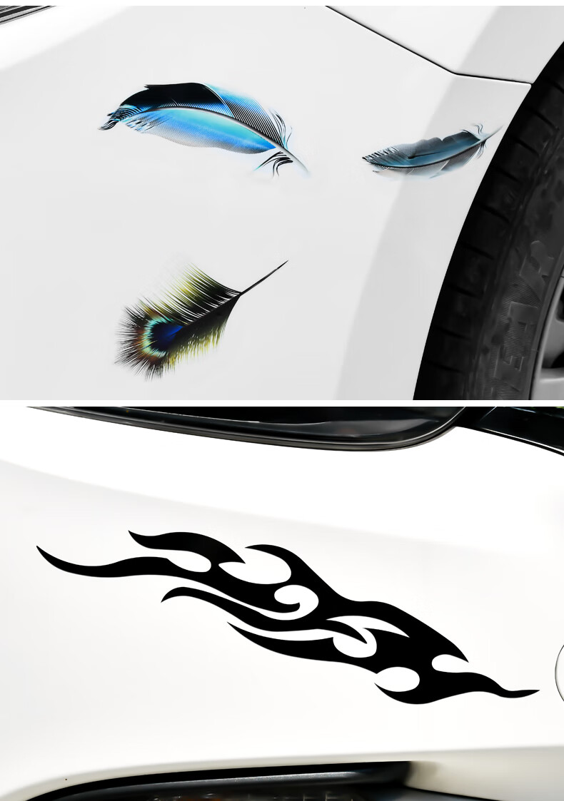 适用于汽车粘花汽车前脸贴画前杠两侧外面贴纸车身抖音网红羽毛遮挡
