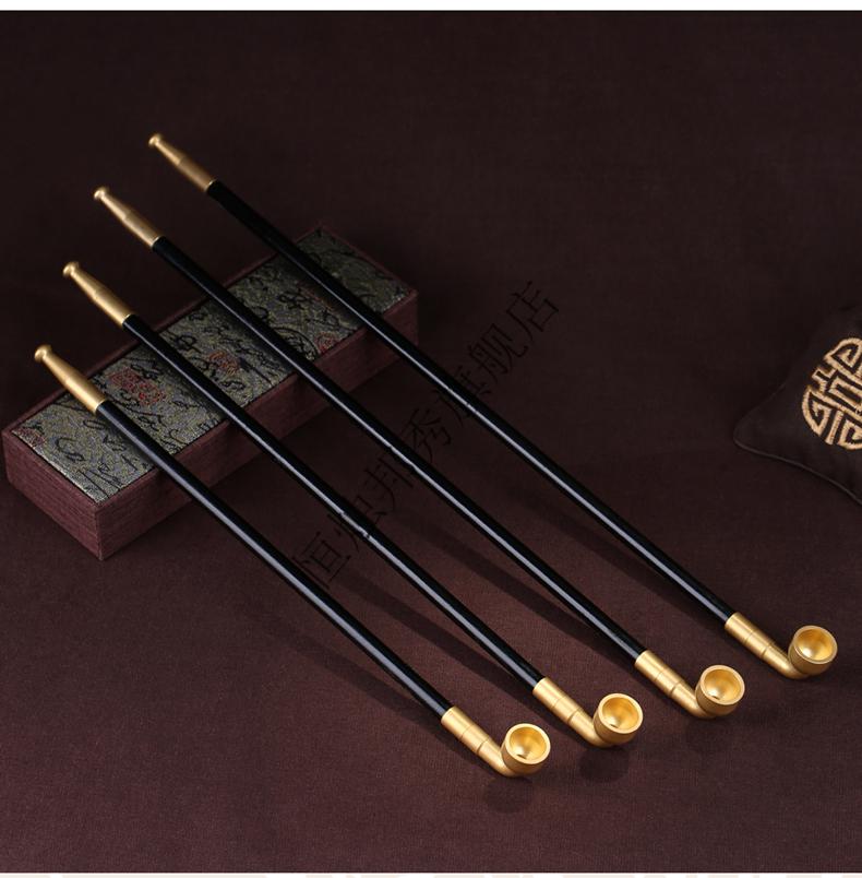 品质好物长款烟斗旱烟袋手工加长50cm实木道具烟杆纯铜嘴旱烟袋老式