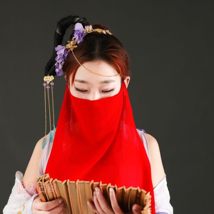 面纱女女面纱扶摇同款新款古装汉服蒙面纯色古风配饰雪纺遮脸纱巾