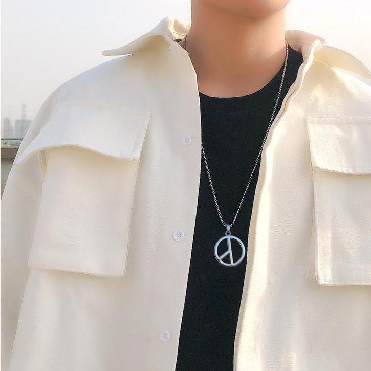 黎予权志龙同款反战和平吊坠钛钢潮男女嘻哈个性长款毛衣项链ayy01老