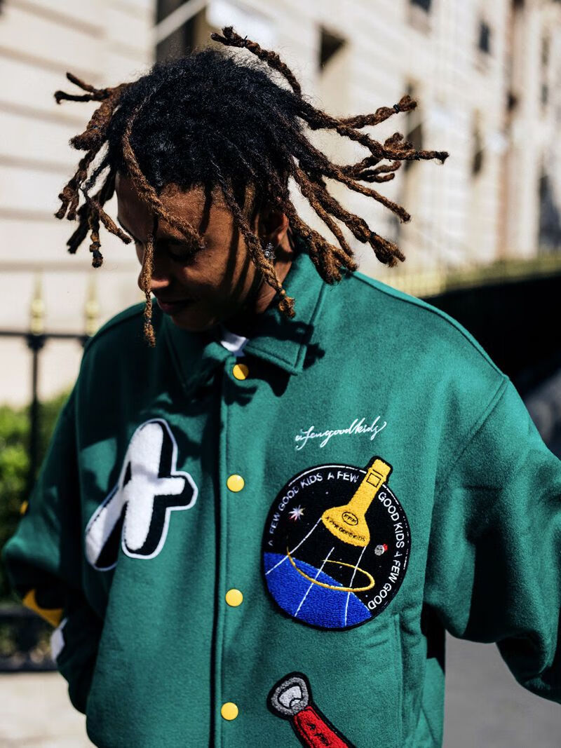 2022新款马思唯毛呢外套秋冬美式棒球服说唱fff联名afgk重工制作男装