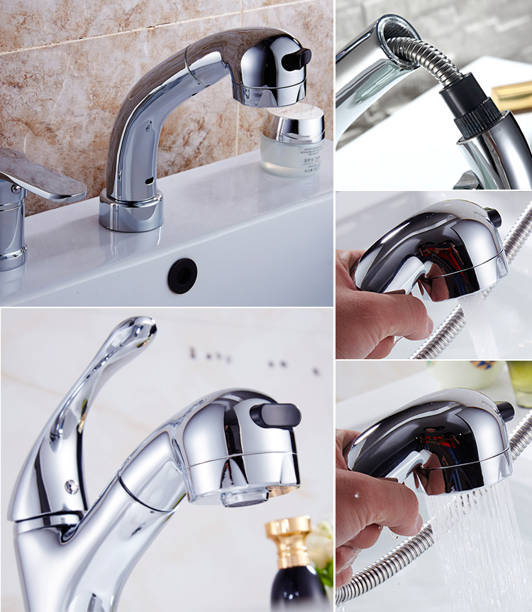 抽拉式水龙头配件喷头小花洒头洗手池洗脸盆面盆手持两功能出水嘴d9