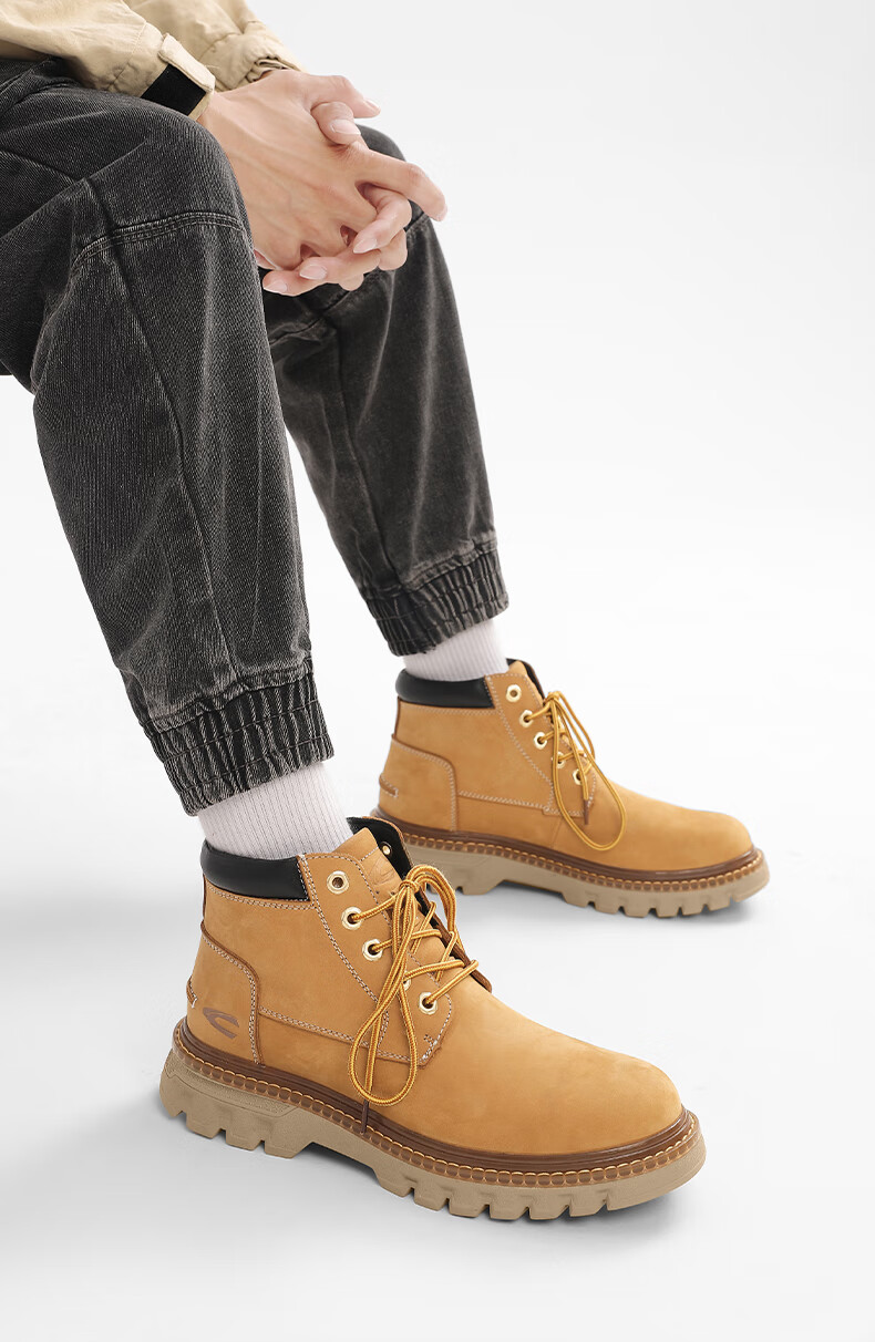 德国骆驼动感(camel active)马丁靴男真皮踢不烂大黄靴男高帮棉鞋男