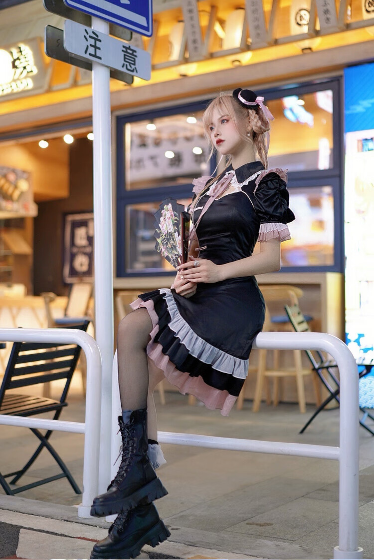 现货未知星辰十六夜蔷薇短袖少女lolita甜辣改良旗袍连衣裙夏一版xl