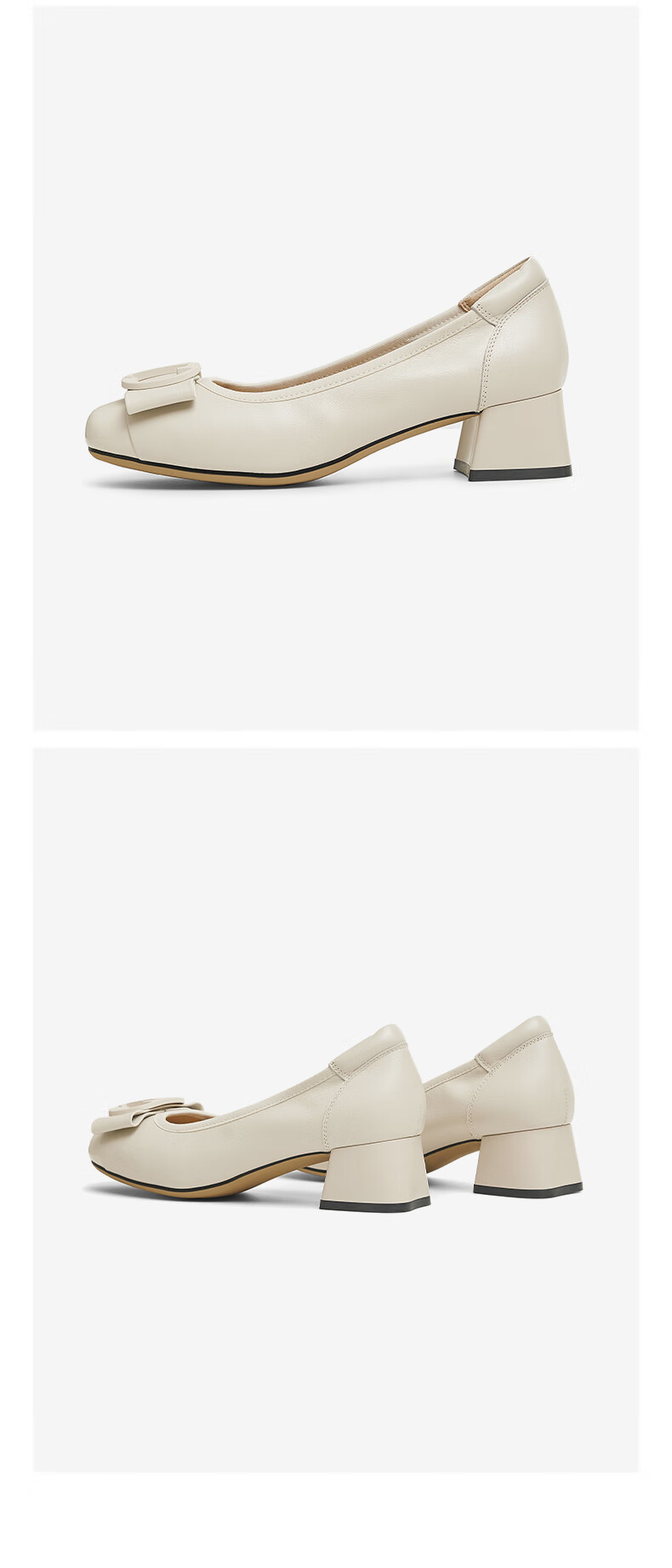 TATA White Casual Shoes, Women's Commuter Flats, Spring New Style Chunky High Heels, Apricot Color, Size 38 4