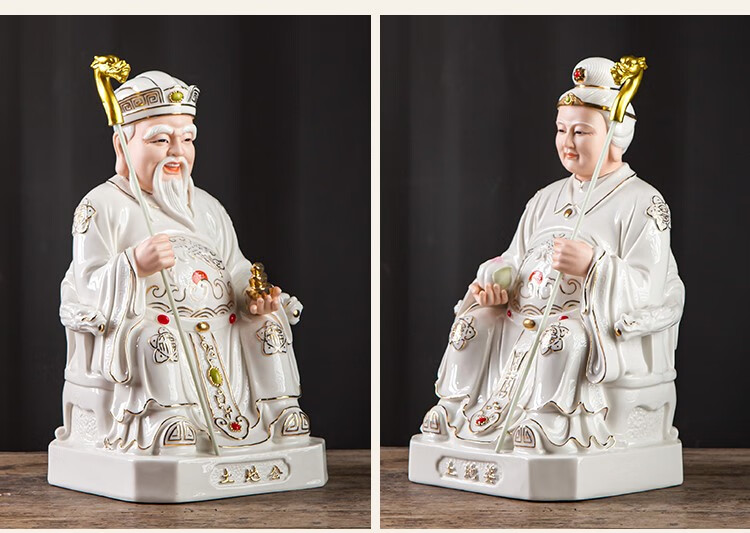 德国进口品质陶瓷土地公公婆婆爷奶神像家用供奉摆件福德正神财神爷