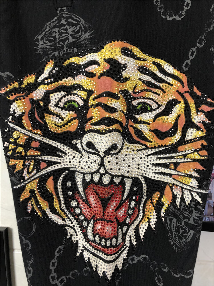 hardyed埃德哈迪潮牌印花烫钻老虎头休闲长裤男女款流行宽松卫裤小脚