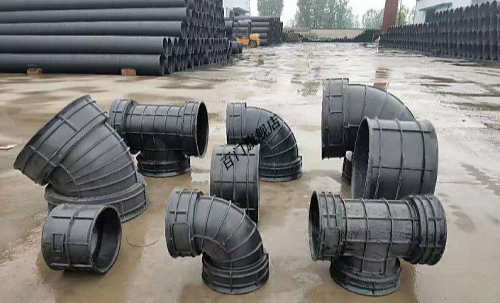 hdpe双壁波纹管配件接头直通三通波纹排水管90度45度弯头管件胶圈300