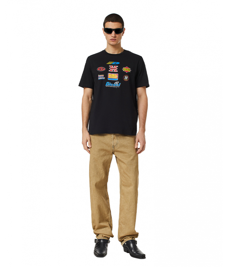 diesel迪赛2022春夏新品男士无忧搭休闲时尚印花圆领短袖t恤a038250