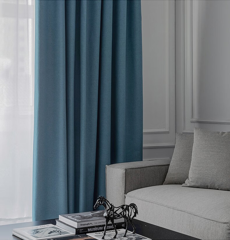 织选日式简约现代轻奢100全遮光窗帘北欧客厅飘窗卧室2021年新款 雾