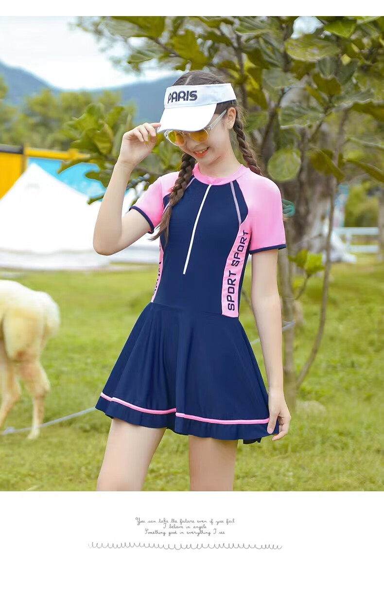 游泳衣女初中生女童泳衣中大童女孩初中学生泳装少女青少年儿童连体