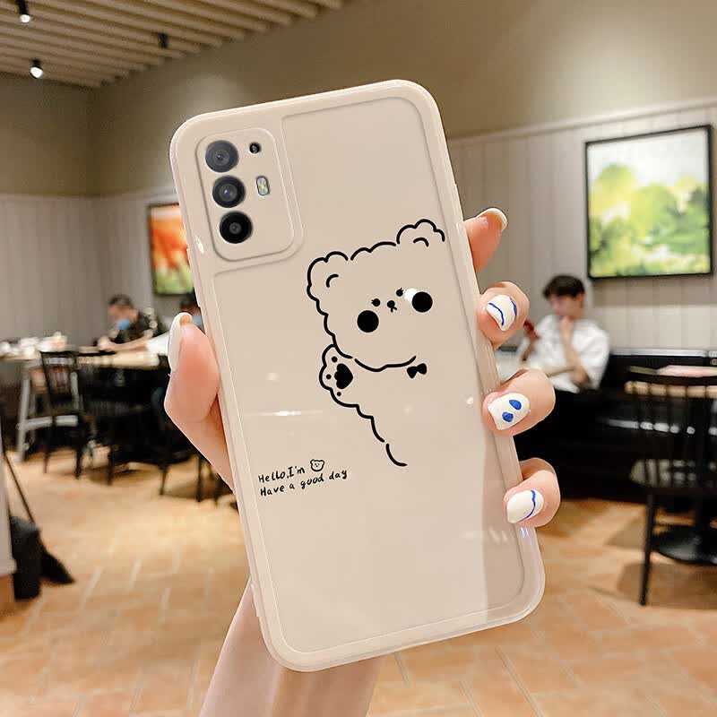 攻迪oppoa95手机壳a92s女a56防摔保护套a55线条小熊a9x简约直边a8硅胶