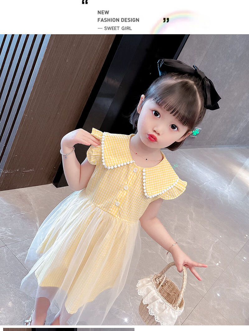 迪士尼商场同款小裙子女童夏季小女孩裙子小孩公主裙4一5岁儿童连衣裙