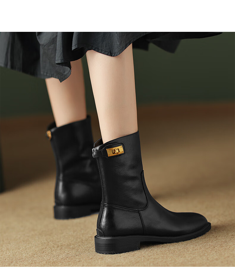 后拉链皮质特征:修面皮风格:百搭风筒高:短筒鞋底材质:橡胶靴筒面材质