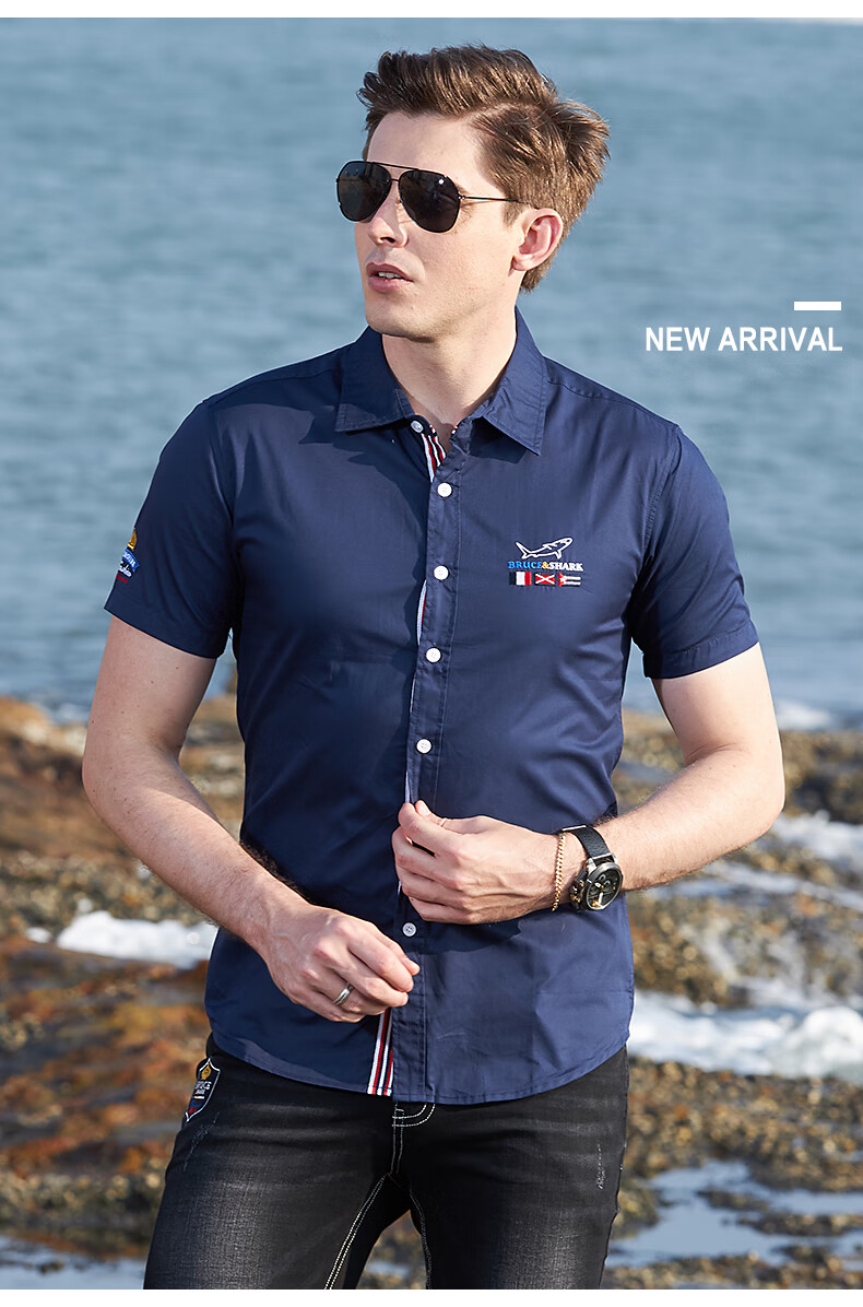 paul hurley&shark鲨鱼2020夏季新款衬衫男纯色短袖保罗男士潮牌宽松