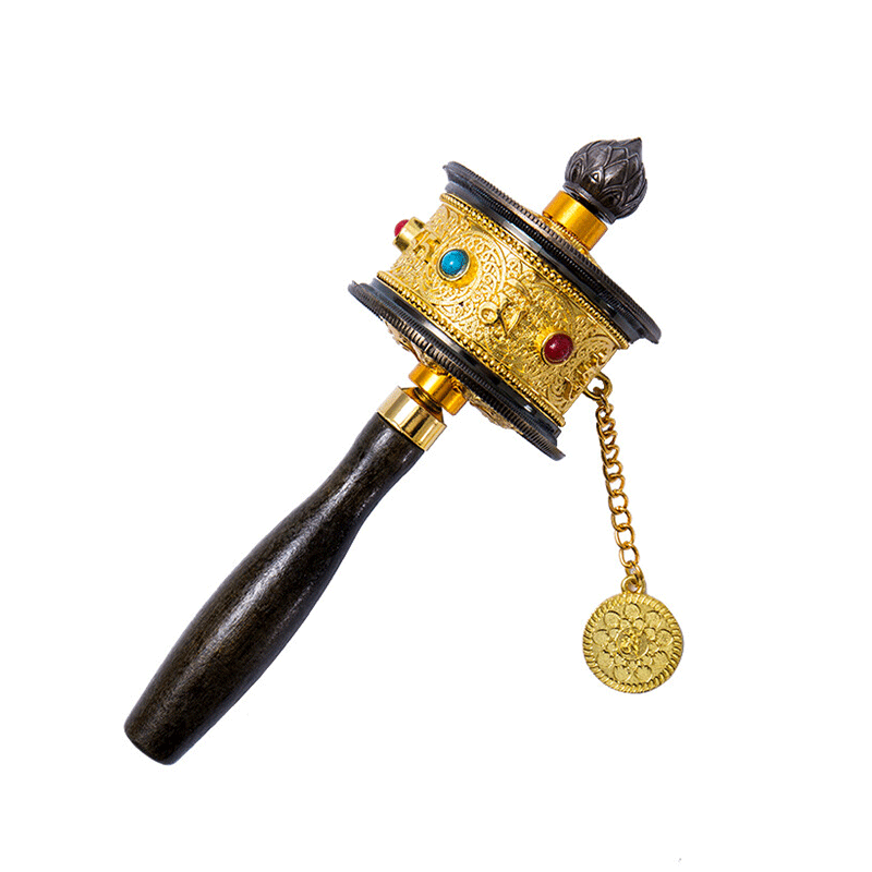 藏式转经桶小号转经轮手摇转经筒家用六字真言双轴承款