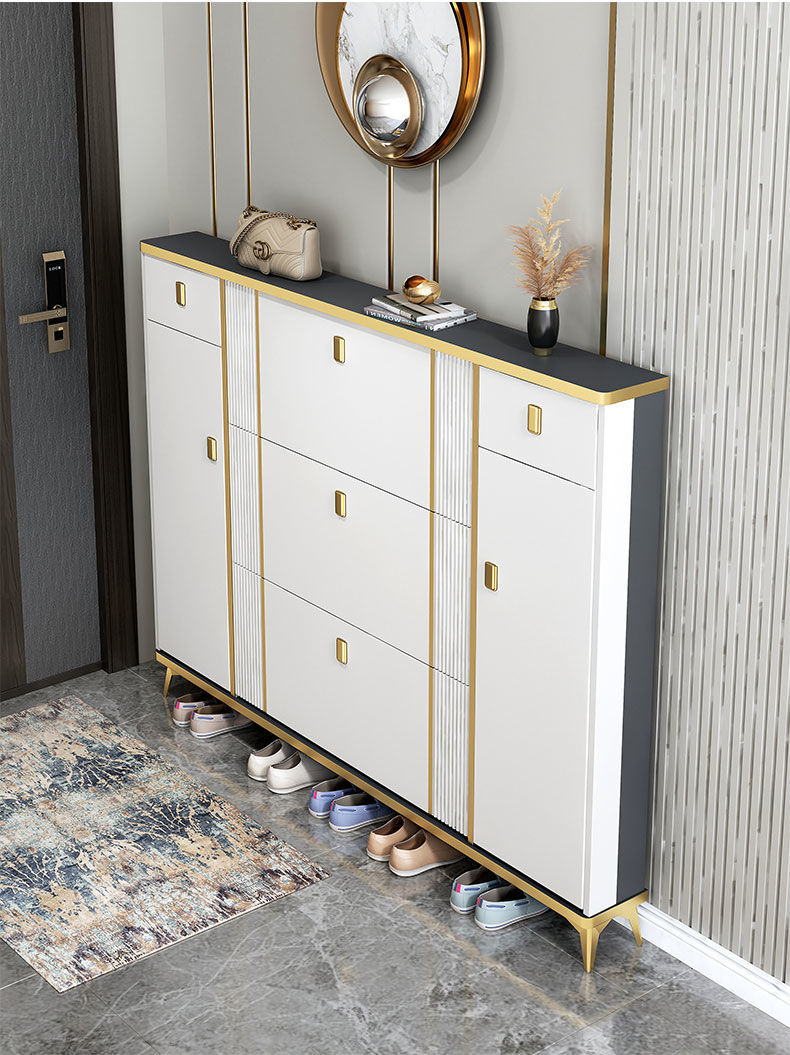 逐月鞋柜子多层家用轻奢翻斗柜进门口靠墙玄关柜简约