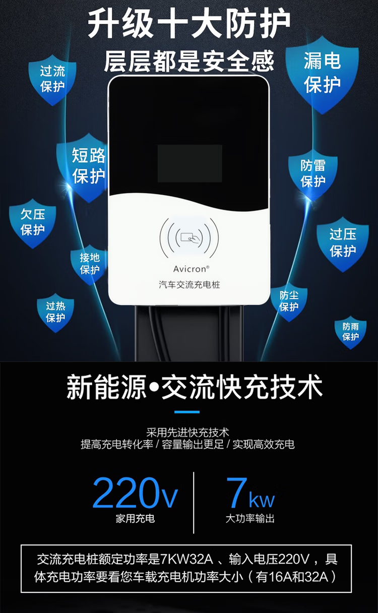 7kw交流充電樁刷卡啟動比亞迪北汽威馬理想特斯拉立柱式充電樁 立柱式