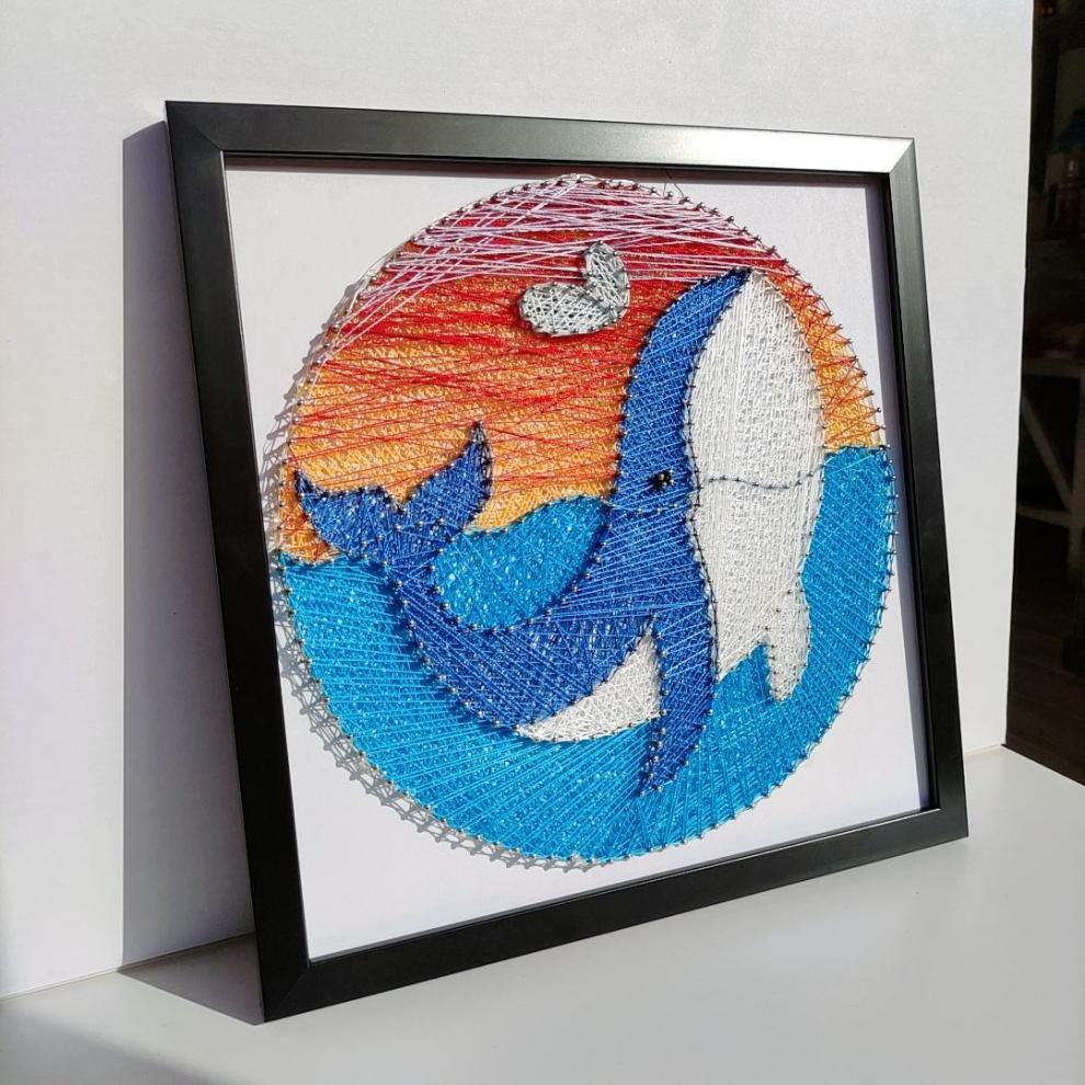 弦丝画diy手工制作减压创意蓝鲸钉子绕线画材料纱线送礼物4040精品