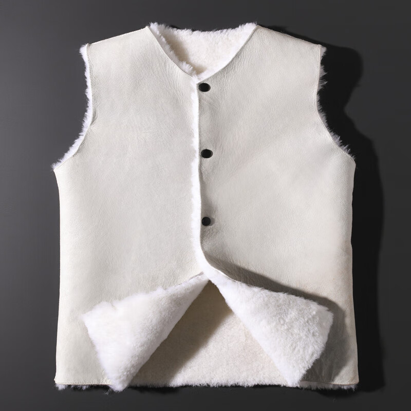 男士真皮马甲背心皮毛一体羊男女中老年整张羊棉袄防寒保暖外套羊皮