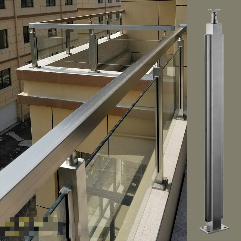 现代欧式不锈钢楼梯扶手阁楼护栏 阳台围栏 飘窗卡玻璃立柱 平台304#1