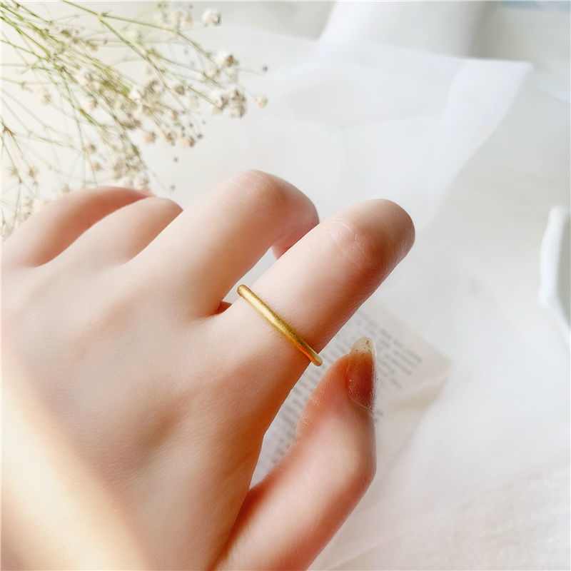 古法传承素圈光面戒指女越南沙金磨砂哑光实心闭口指环光面美号5号80