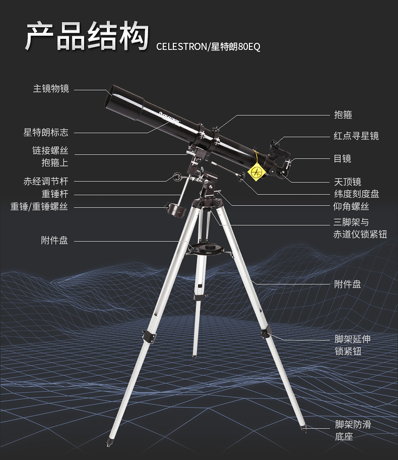 星特朗80eq折射天文望远镜专业观星高倍高清观景学生新手入门 套餐2