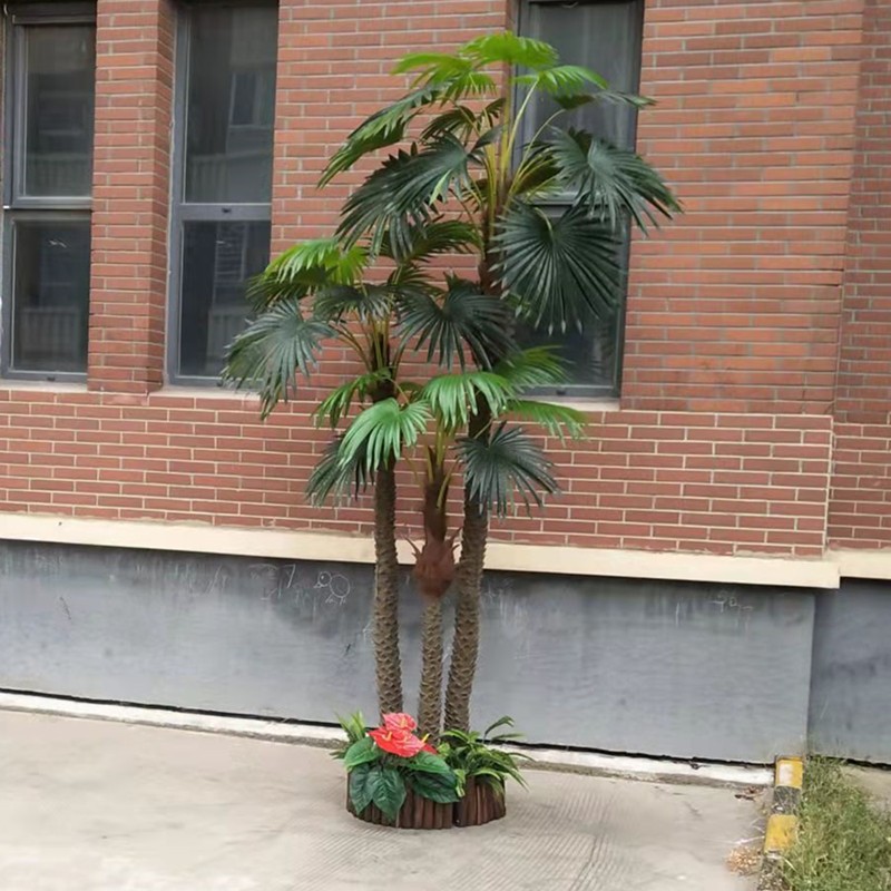 仿真椰子树假椰树大型商场道具热带棕榈树保鲜弯杆摆设假树椰子树