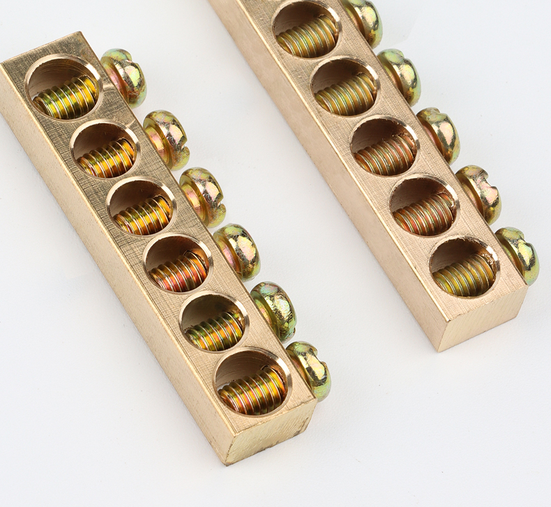 桥型零线排10孔零地排接地铜排69十孔配电箱接零接线端子排10位5孔丨