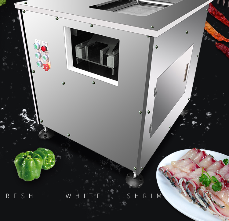 乾尊全自动斜切鱼片机商用小型切黑鱼草鱼三文鱼巴沙鱼鱼肉切片片鱼机