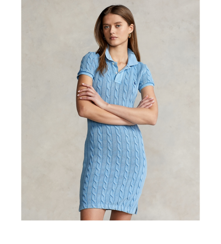 ralphlauren拉夫劳伦女装22年夏季棉质绞花编结polo连衣裙rl23047400