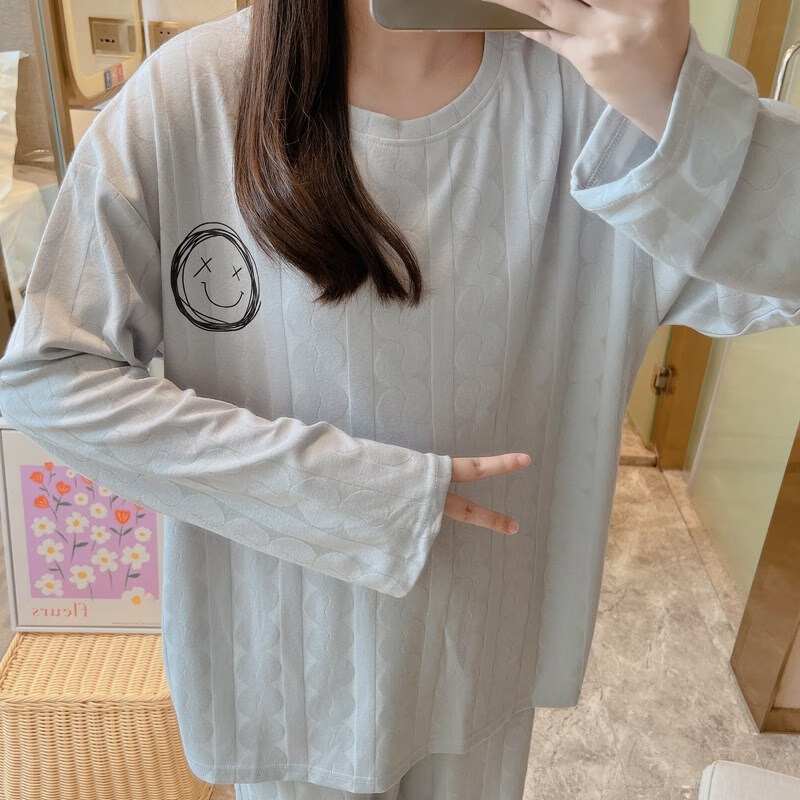 lover marie 春秋季睡衣女士纯棉长袖薄款单件上衣宽松大码可爱熊可外