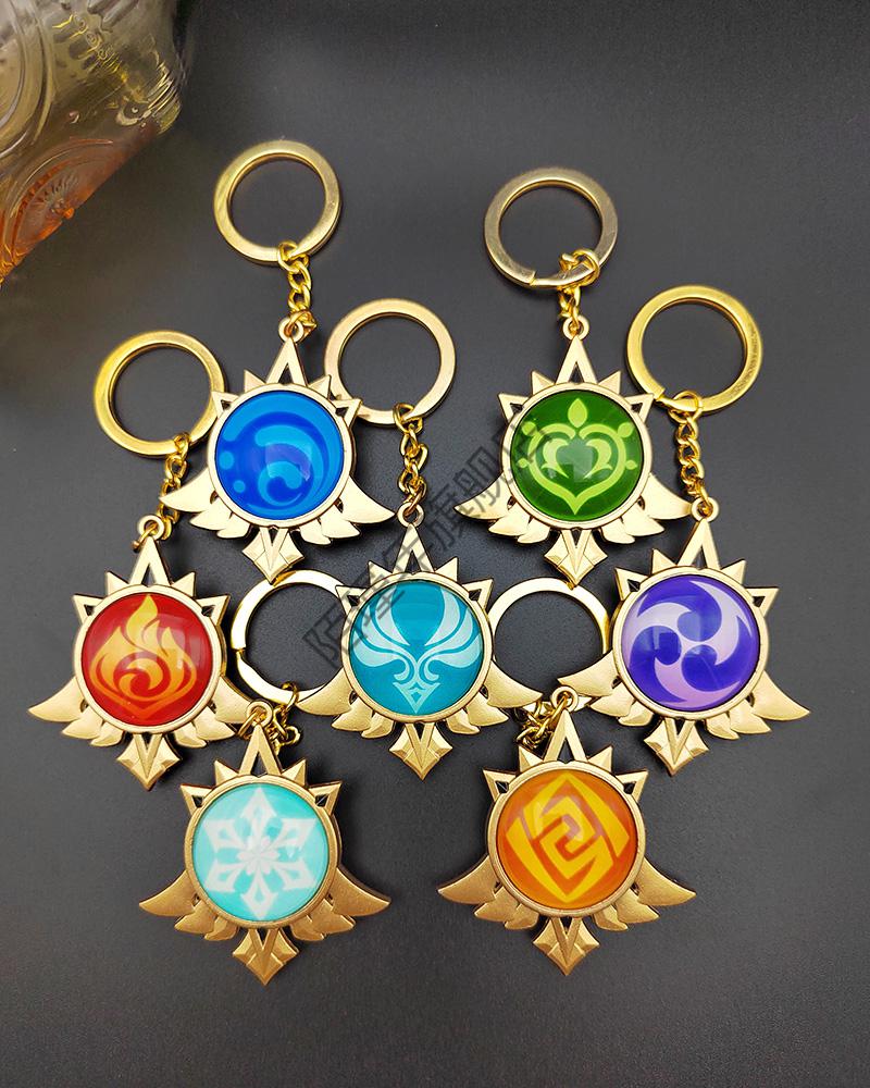 原神风神瞳挂坠原神神之眼稻妻璃月神里岩风系无主的发光金属大号钥匙