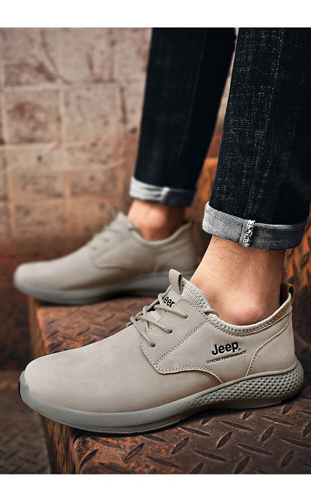 授权】jeep吉普户外徒步男鞋春秋低帮运动鞋踢不烂登山鞋防滑软底鞋子