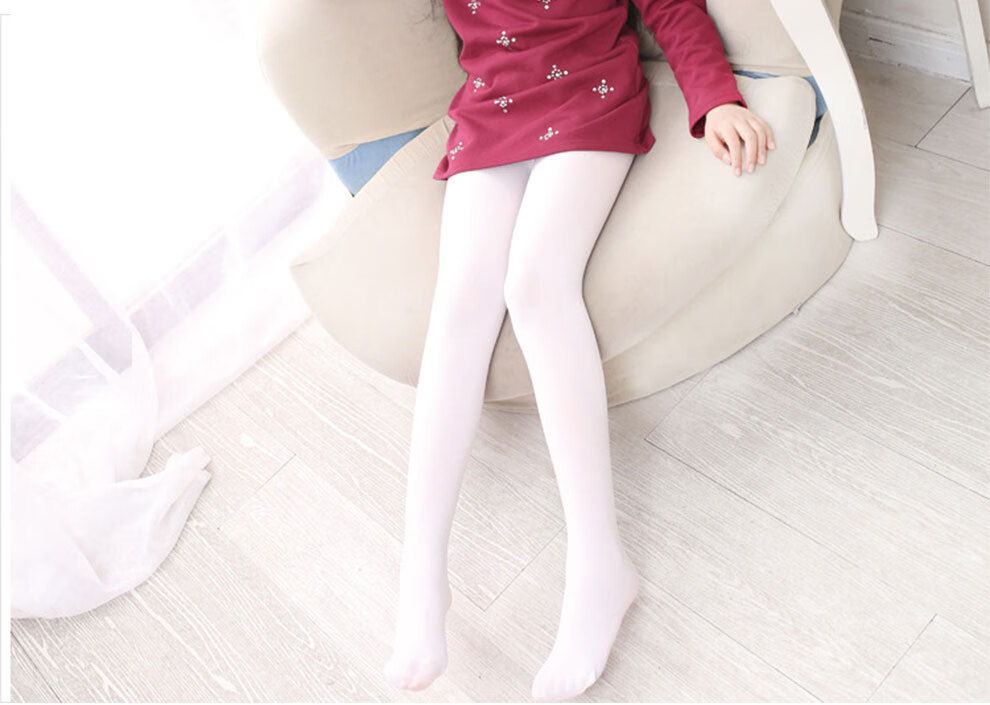 舞蹈袜春秋夏薄天鹅绒女童连裤袜儿童校服袜大童白色
