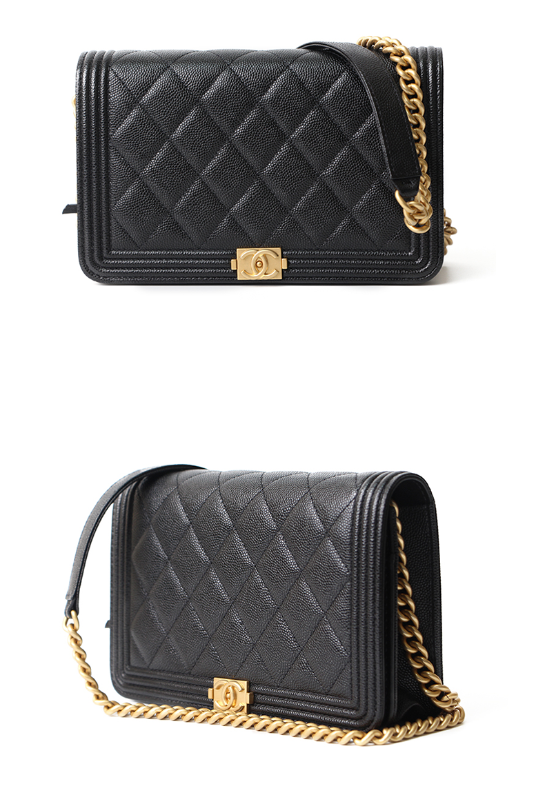 mchanel香奈儿黑金牛leboywoc单肩包经典菱形格送礼佳品送女友送老婆