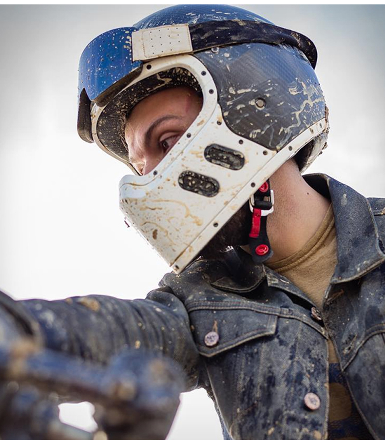 法国qwart奎瓦特摩托车全盔可拆复古碳纤维休闲时尚头盔水绿白s