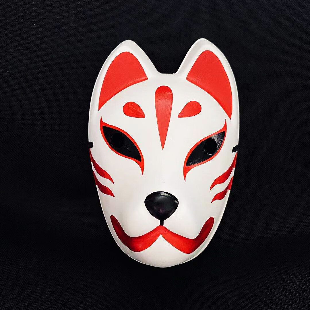 狐狸面具带耳朵手绘 萤火之森面具 日本狐狸面具 和风手绘面具 稻荷神
