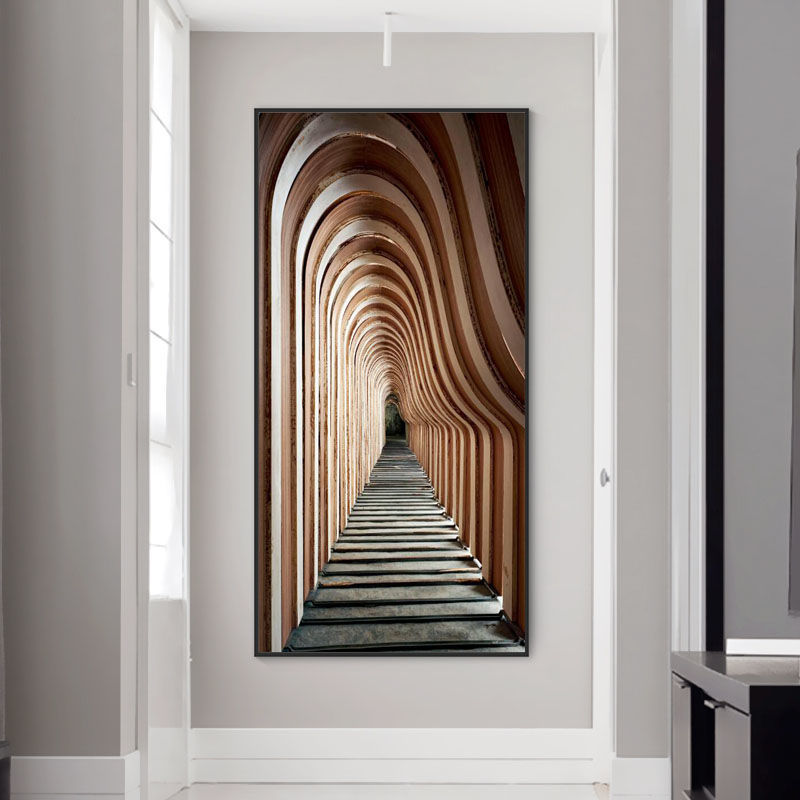 尔煦玄关装饰画走廊尽头挂画视觉延伸空间感简约现代客厅过道壁画竖版