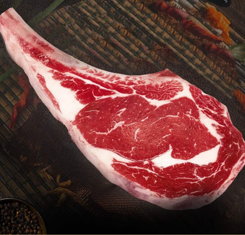 肉福记原切战斧牛排1kg厚切牛肉生鲜带骨眼肉进口肉眼牛扒火锅烤肉