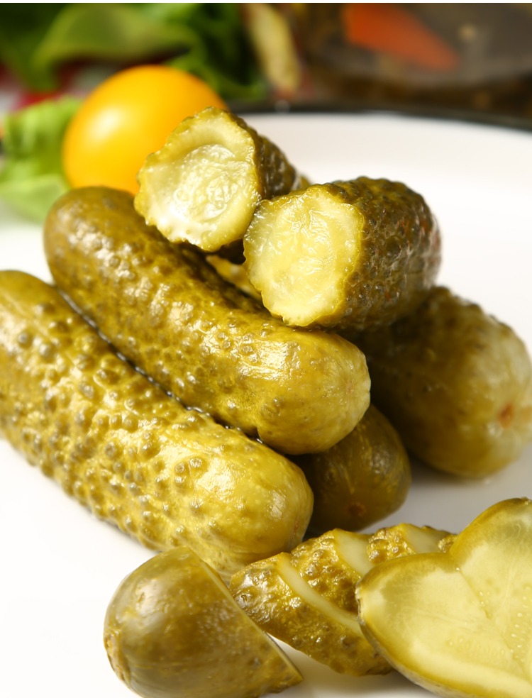 俄式酸黄瓜俄罗斯原装罐头小青瓜酱瓜咸菜配菜泡菜500g河马酸黄瓜偏酸