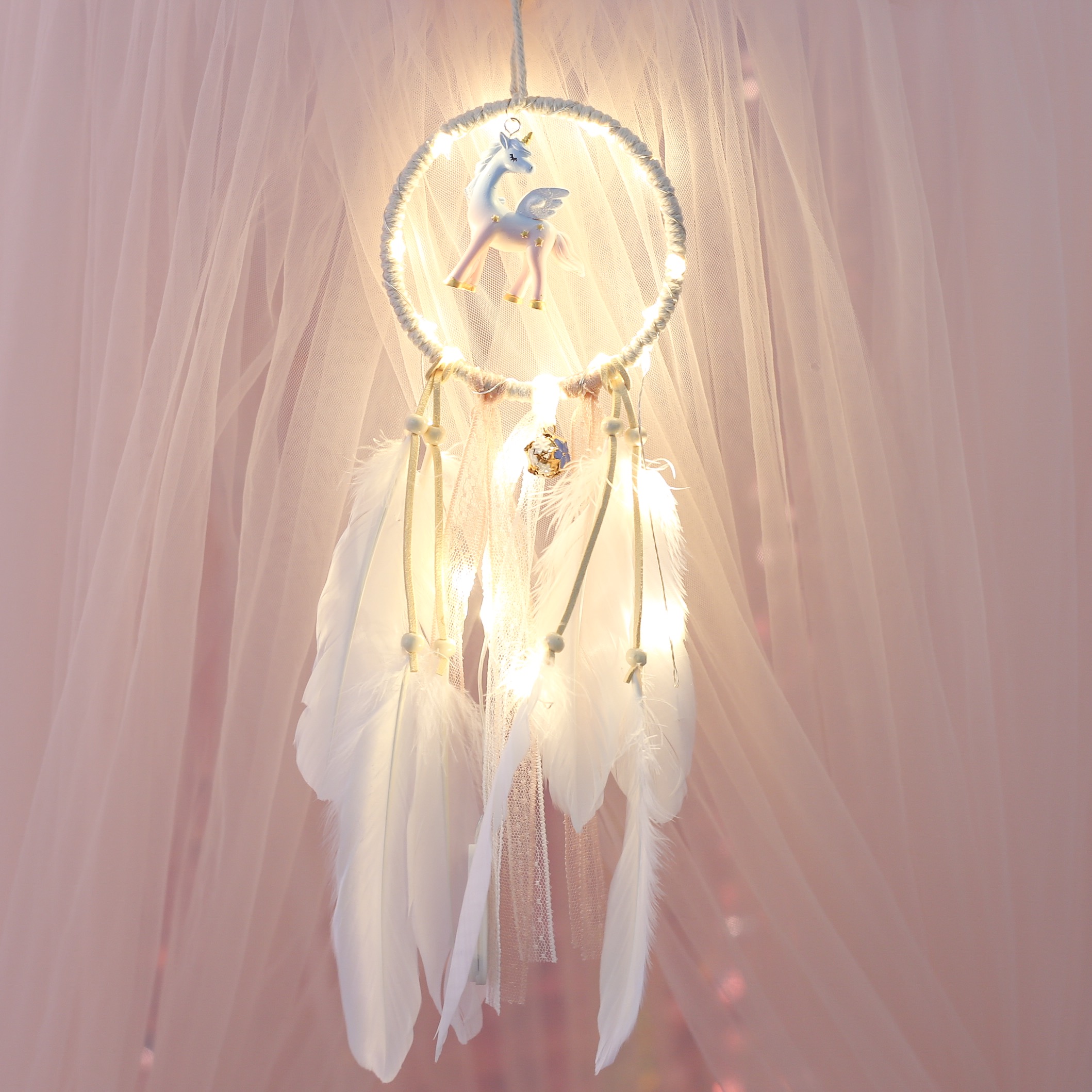 ins少女心扑梦捕梦网材料diy风铃森系装饰房间小饰品挂饰室内挂件