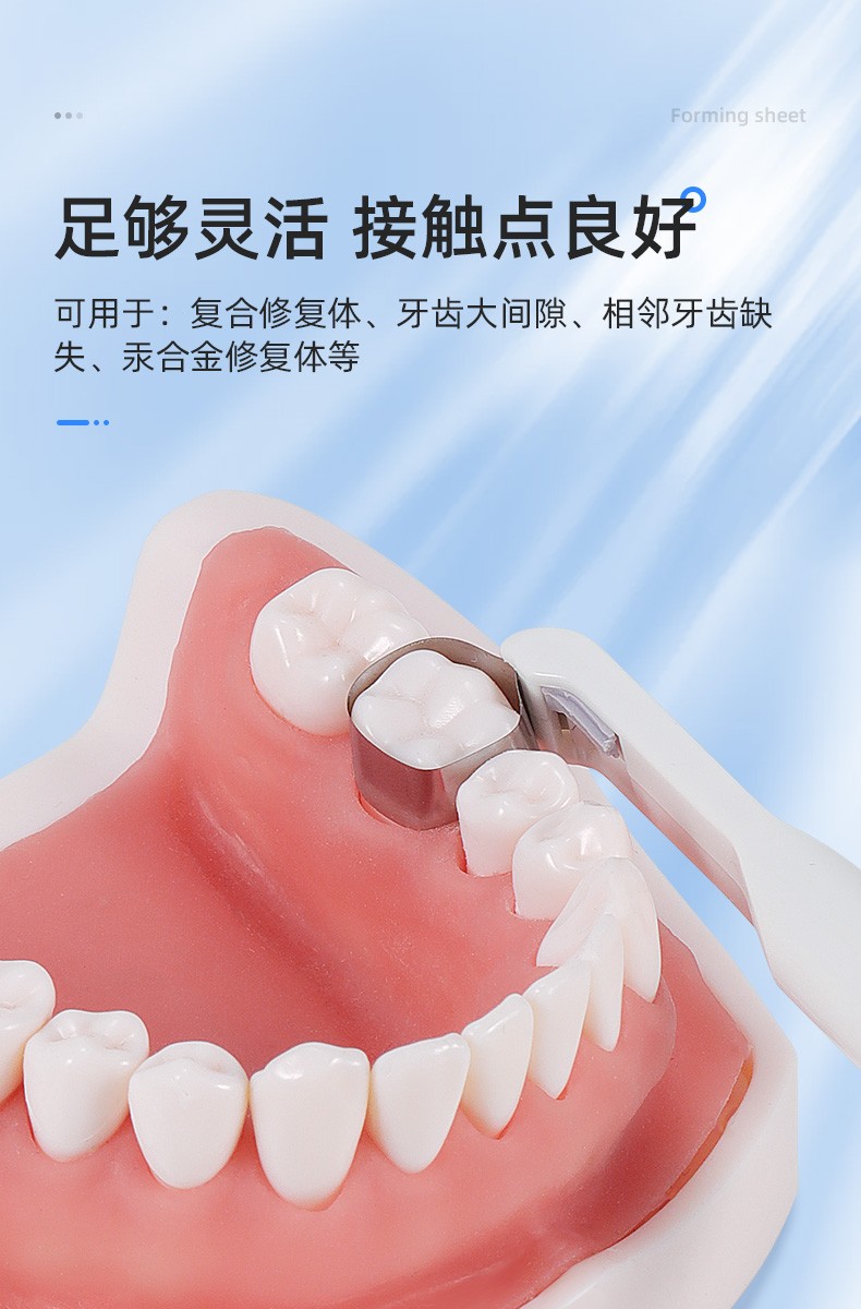 圈型成型片口腔材料器械豆瓣成形片不锈钢可调节牙齿修复美牙工具45mm
