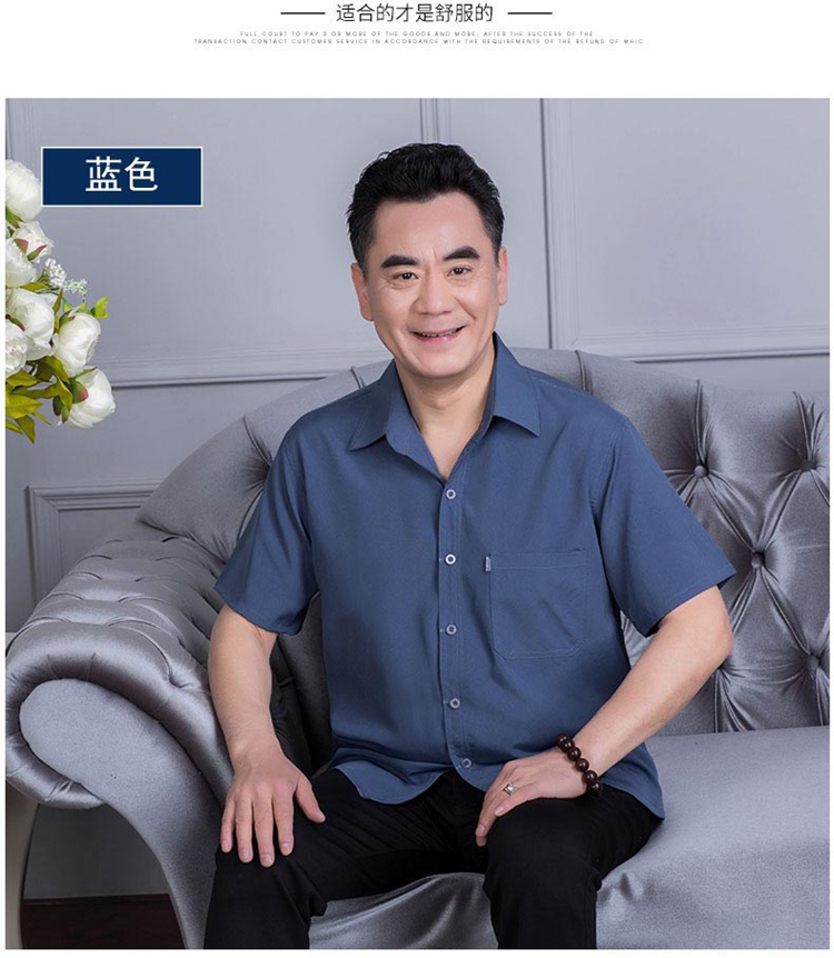 勤思路中老年男士短袖衬衫夏季薄款休闲宽松衬衣老人爸爸装半袖上衣