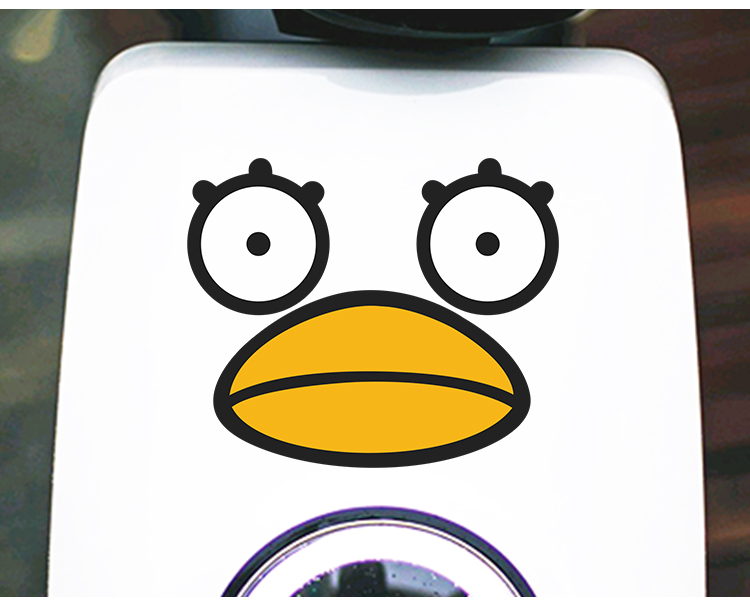 贴纸电动摩托车卡通可爱划痕遮挡贴车头盔贴电瓶车个性装饰贴 小鸭嘴